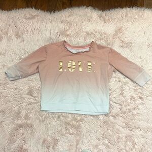 Faded ombré pink to white love sweater size small